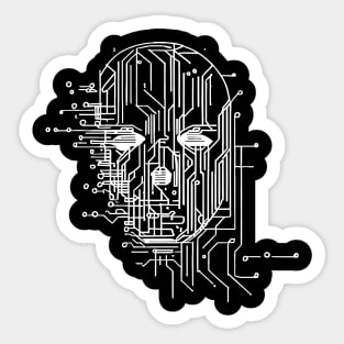 Retro Futuristic Sci-fi Microchip Portrait Sticker